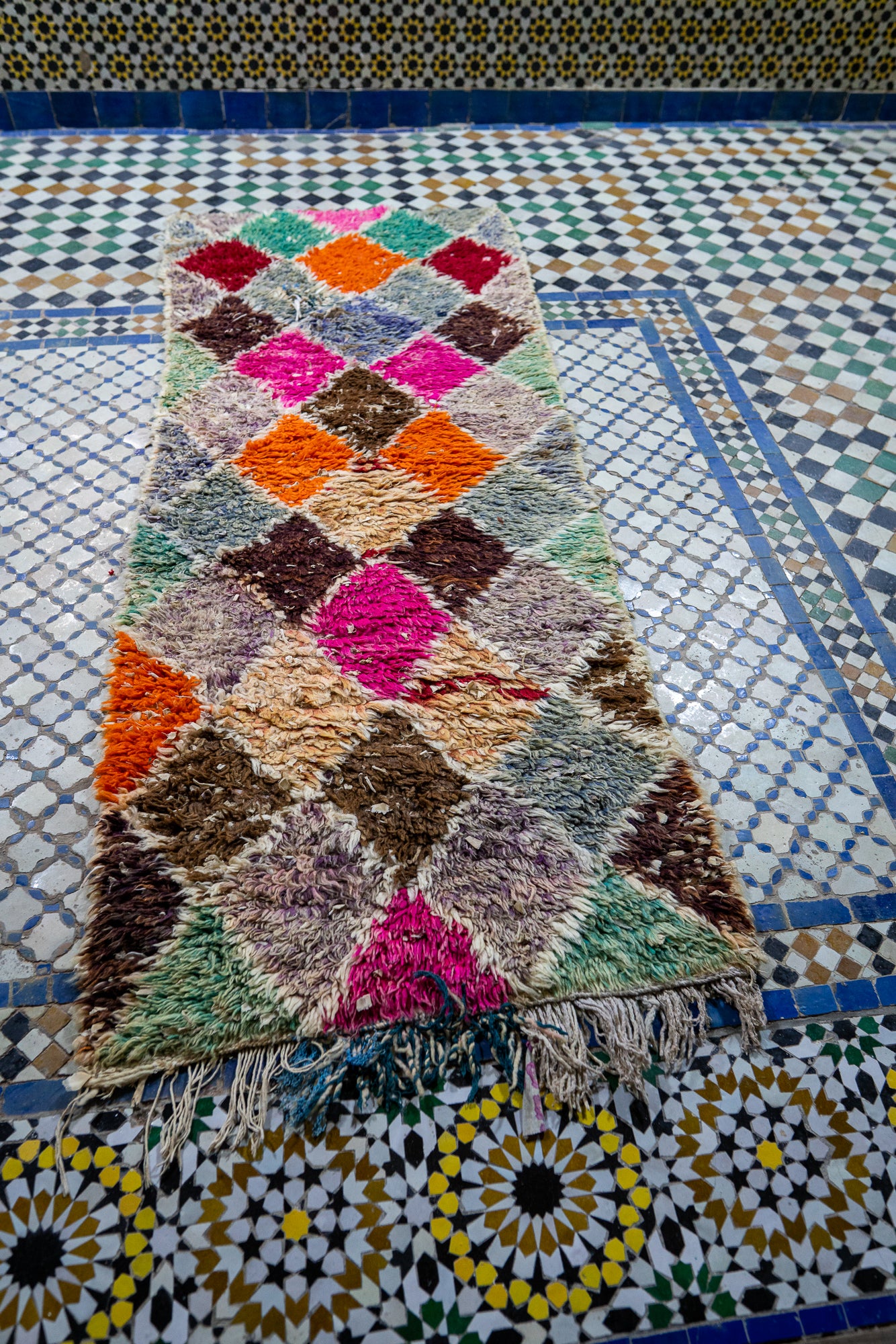 Boucherouite Vintage Rug "Game" 70x185 cm