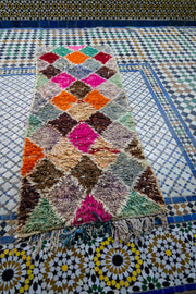 Boucherouite Vintage Rug "Game" 70x185 cm