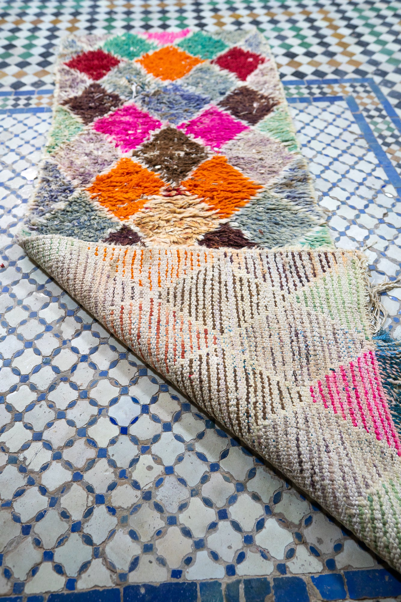 Boucherouite Vintage Rug "Game" 70x185 cm