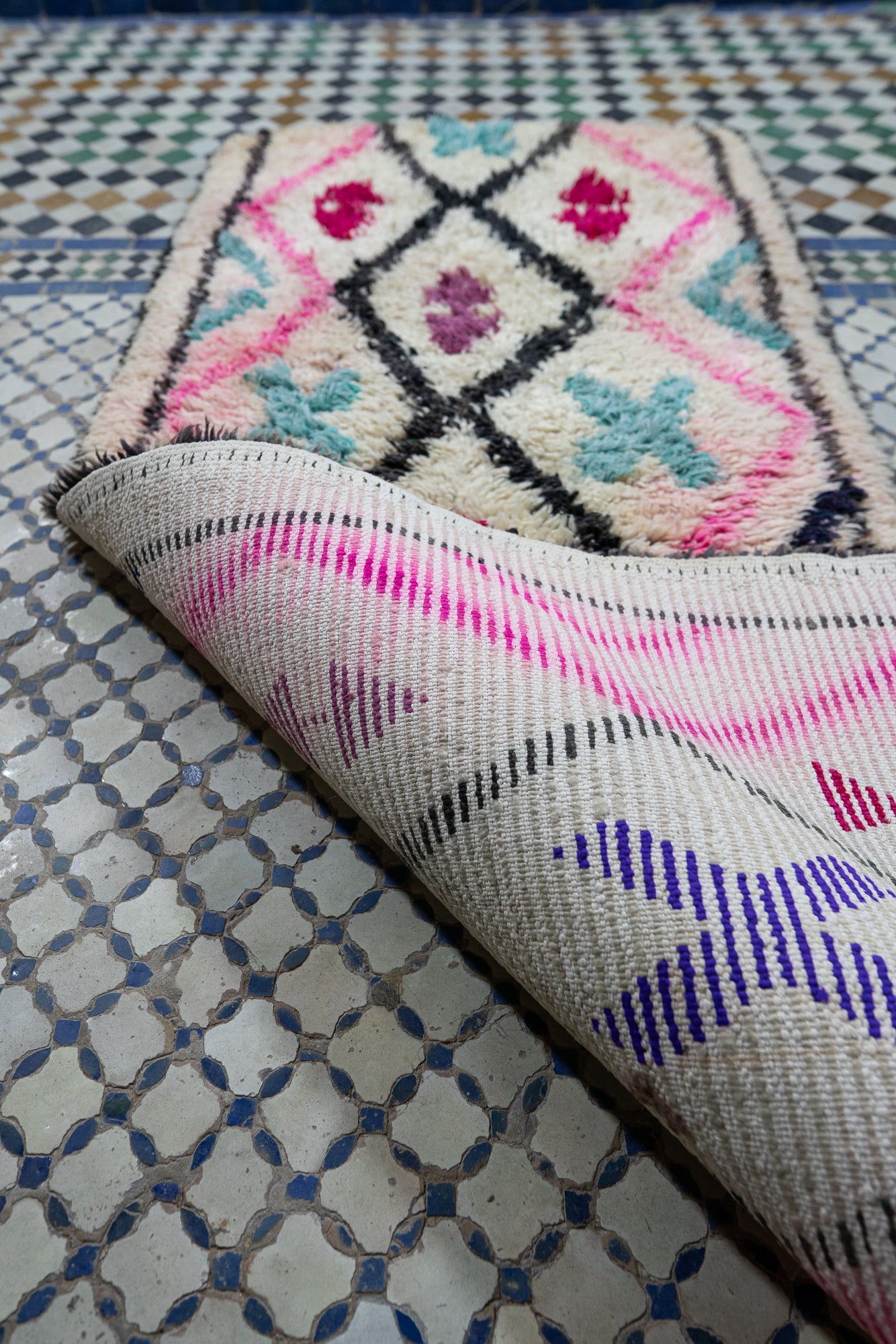 Boucherouite Vintage Rug "Hento" 75x175 cm