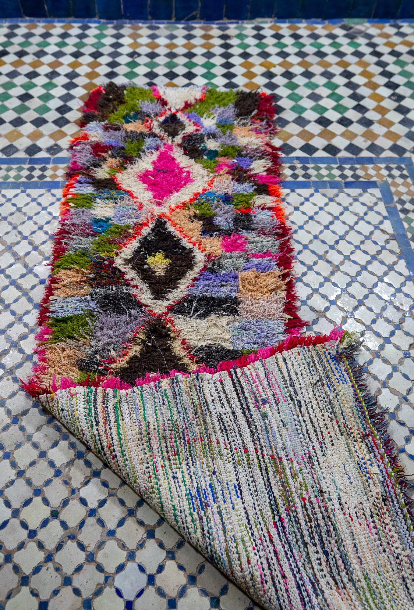 Boucherouite Vintage Rug "Path" 50x190 cm