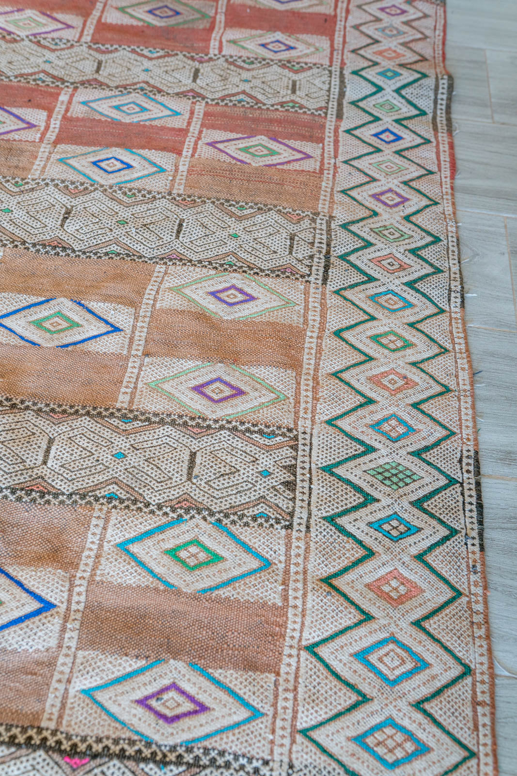 Berber Kilim Vintage Rug “Soulmate” 145x240 cm